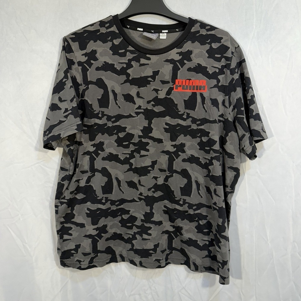 mens crew neck t shirt Camo Gray Short Sleeve Athletic FITs A Large